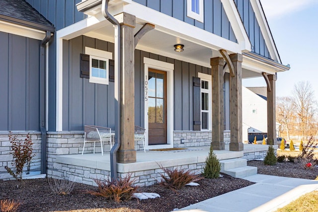 doorway to property with a porch