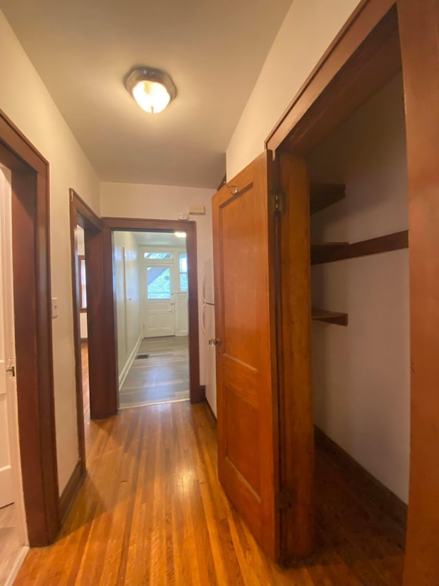 hallway featuring dark hardwood / wood-style floors