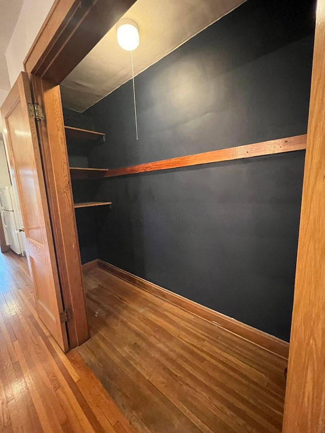 walk in closet featuring hardwood / wood-style floors