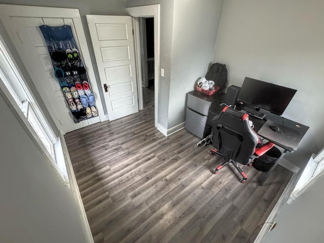 home office featuring hardwood / wood-style floors