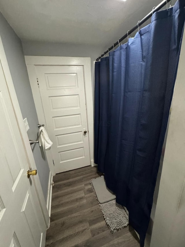 bathroom featuring wood-type flooring