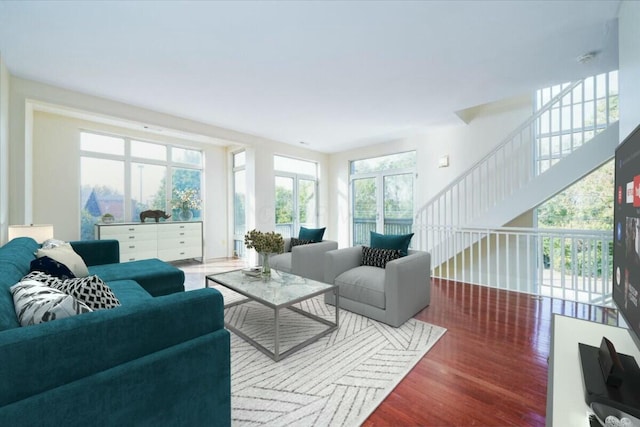 living room with hardwood / wood-style floors