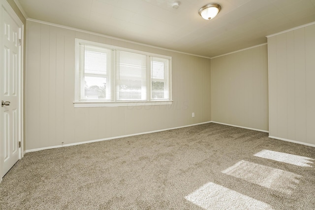 carpeted empty room featuring ornamental molding