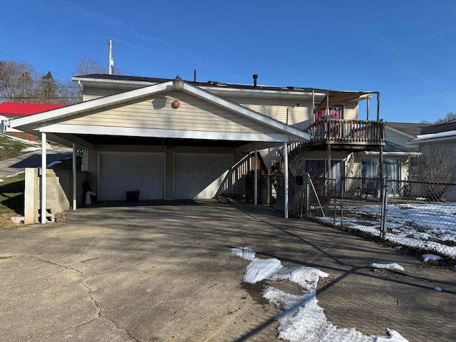 exterior space with a garage