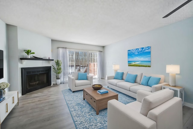 living room with light wood-type flooring