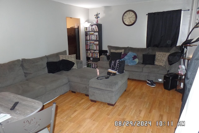 living room with light hardwood / wood-style flooring