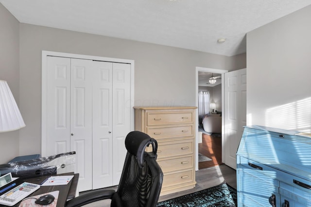 office space featuring dark hardwood / wood-style floors