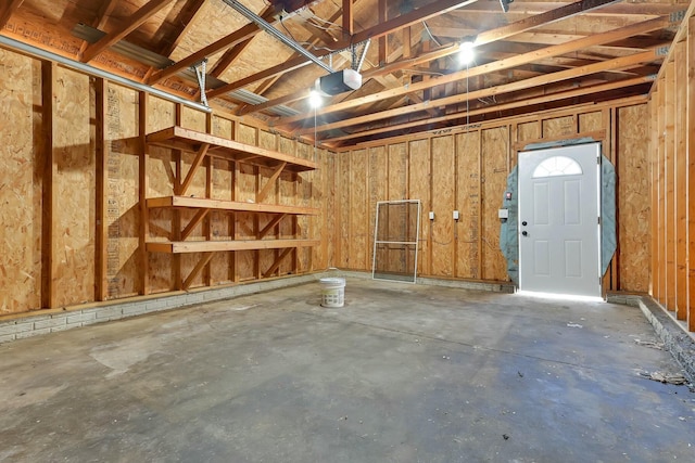 garage with a garage door opener