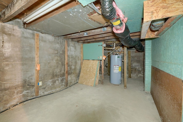 basement featuring water heater