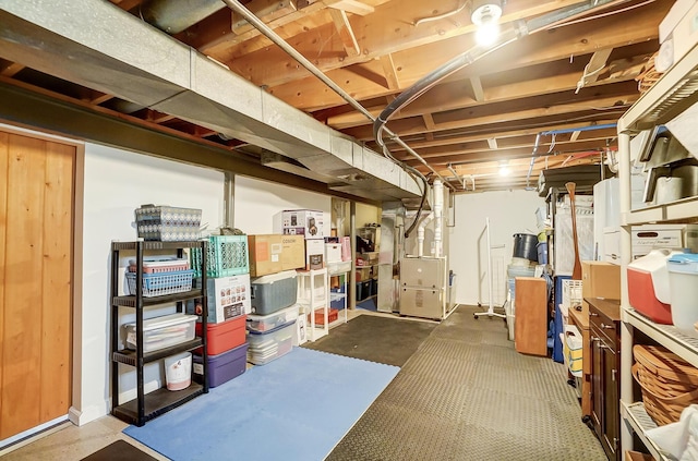 basement with heating unit