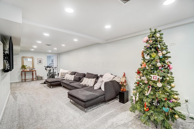 living room featuring carpet