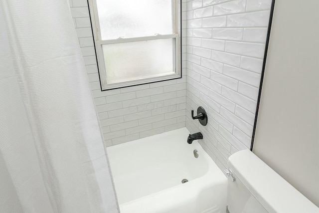 bathroom featuring shower / bathtub combination with curtain