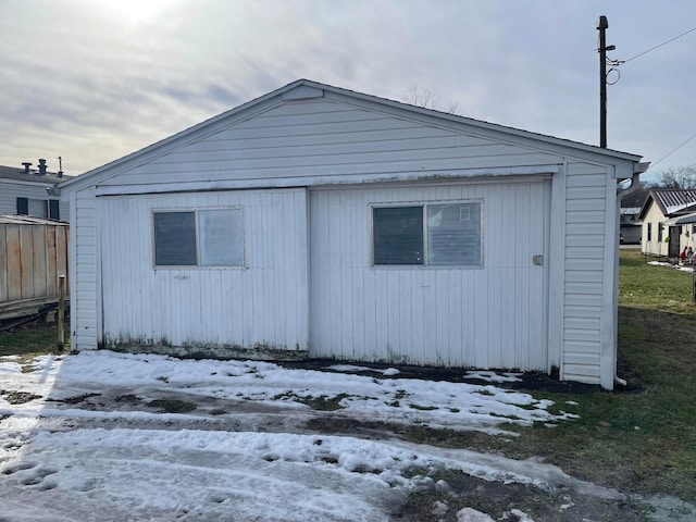 view of snow covered property