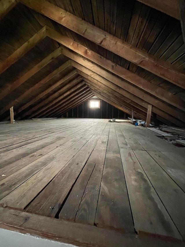 view of unfinished attic