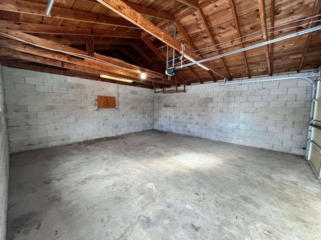 garage with a garage door opener