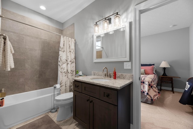 full bathroom featuring vanity, toilet, and shower / bath combo