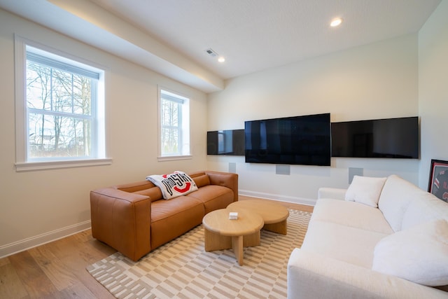 living room featuring light wood-type flooring