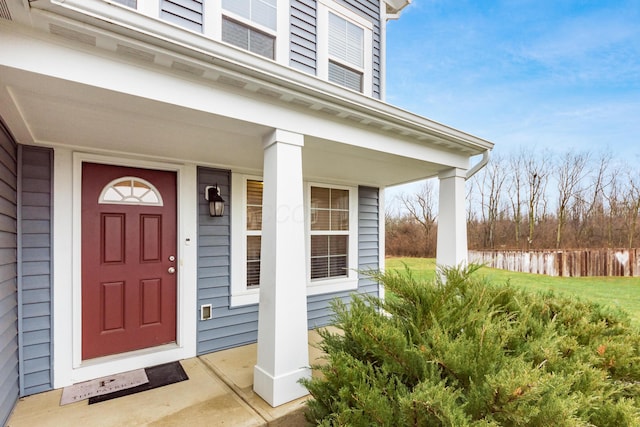 property entrance with a porch