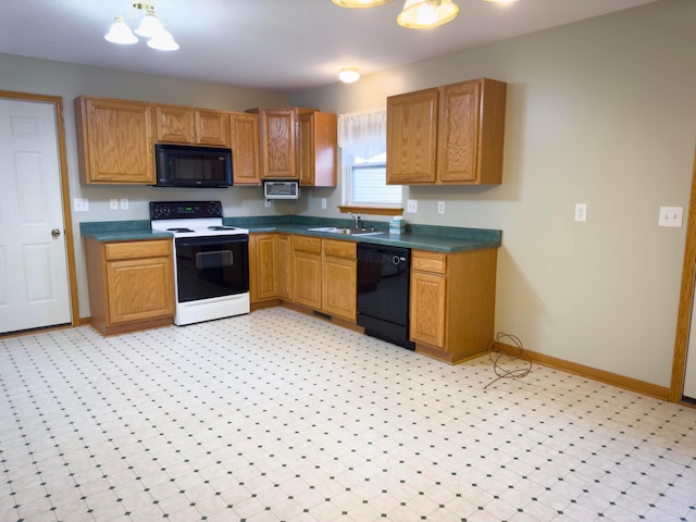 kitchen with sink and black appliances