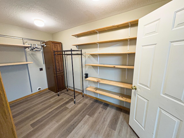 interior space with dark wood-type flooring