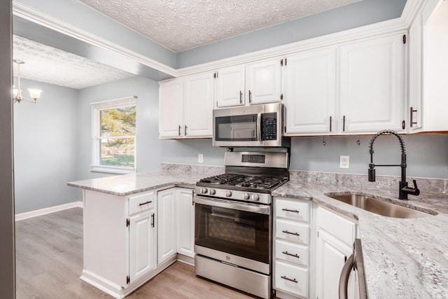 kitchen with white cabinetry, stainless steel appliances, and sink