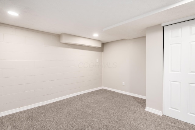 basement featuring carpet floors