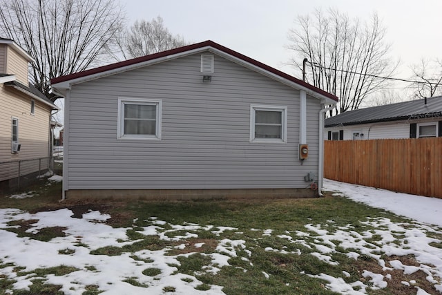 view of snow covered property