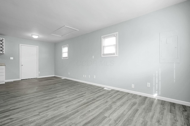 interior space with light hardwood / wood-style flooring