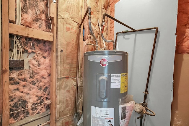 utility room with electric water heater