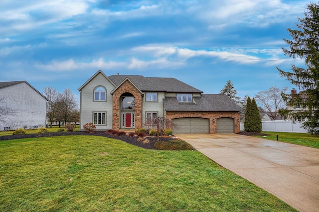 view of front of property with a front lawn