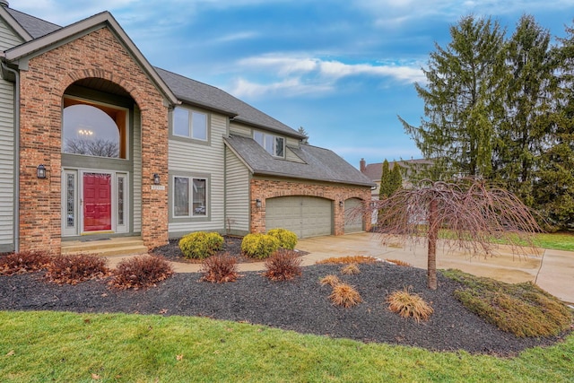 view of front of house with a garage