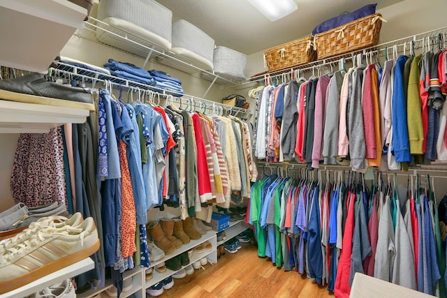 walk in closet featuring hardwood / wood-style flooring