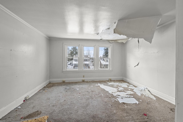 spare room with crown molding