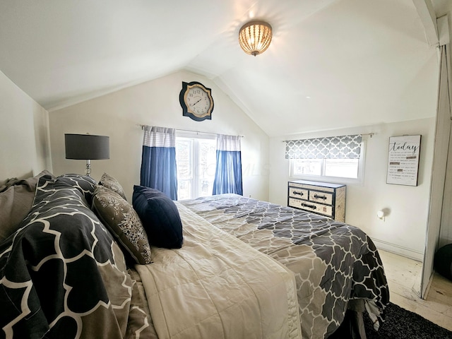 bedroom with vaulted ceiling