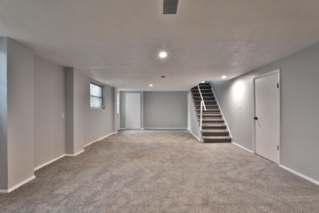 basement featuring carpet floors