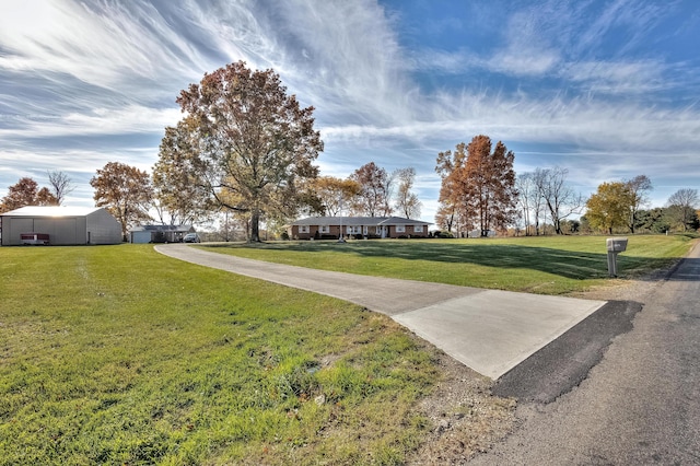 view of property's community with a yard