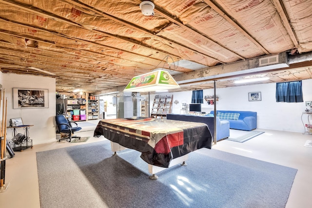 playroom featuring billiards and concrete flooring