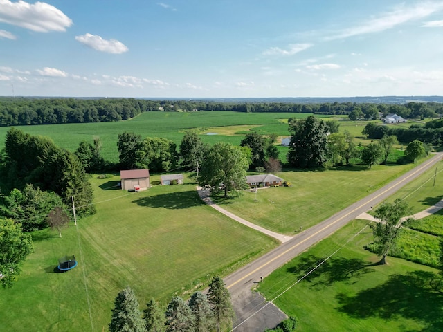 birds eye view of property featuring a rural view