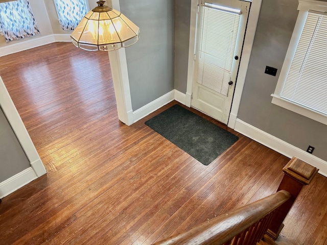 foyer with wood-type flooring