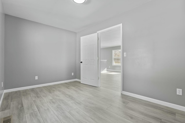 unfurnished room featuring light hardwood / wood-style flooring