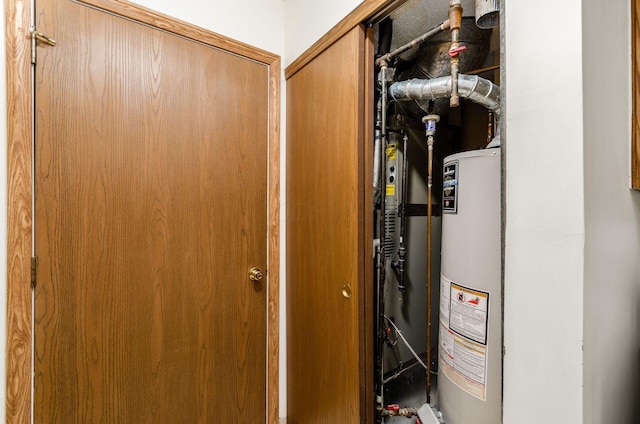 utility room with water heater