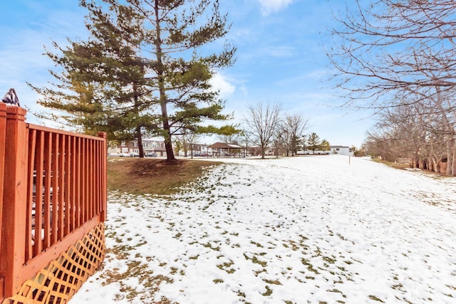 view of yard covered in snow