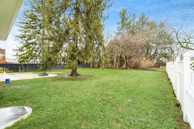 view of yard featuring a patio area and an outdoor fire pit