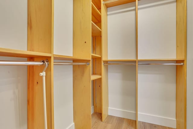 walk in closet featuring light hardwood / wood-style floors