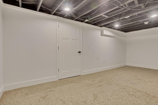 basement featuring carpet