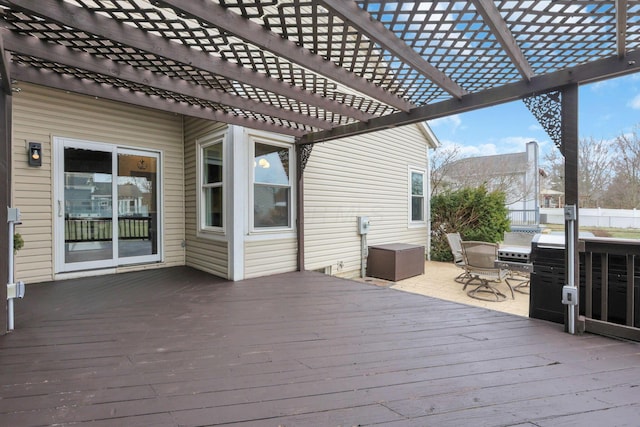 deck featuring a pergola