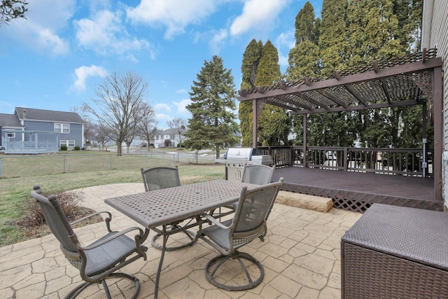 view of patio with a grill and a pergola