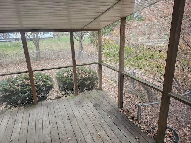 view of unfurnished sunroom