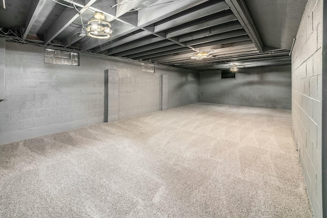 basement with carpet