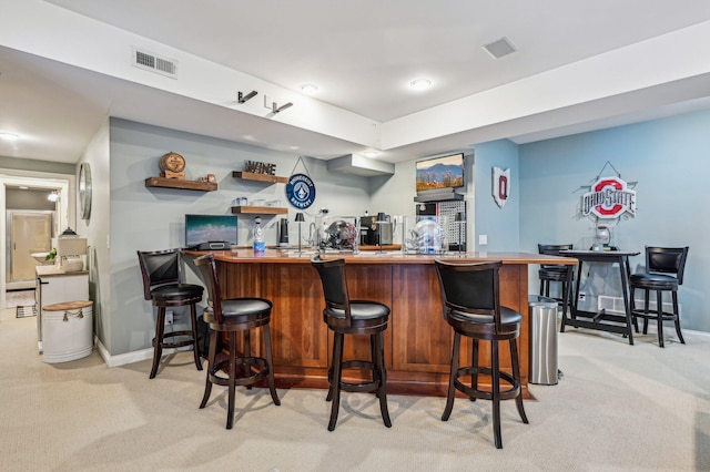 bar with light colored carpet